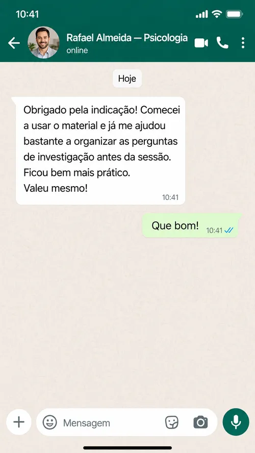 Depoimento de comprador via WhatsApp